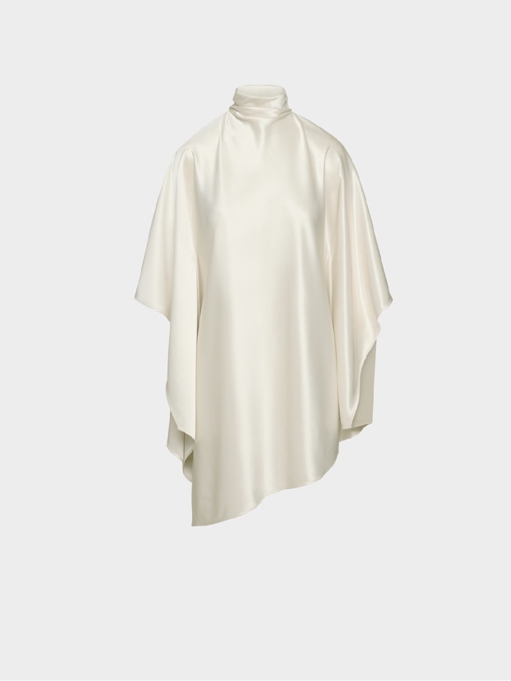 Aritzia Ivory Asymmetrical Satin Cape Dress